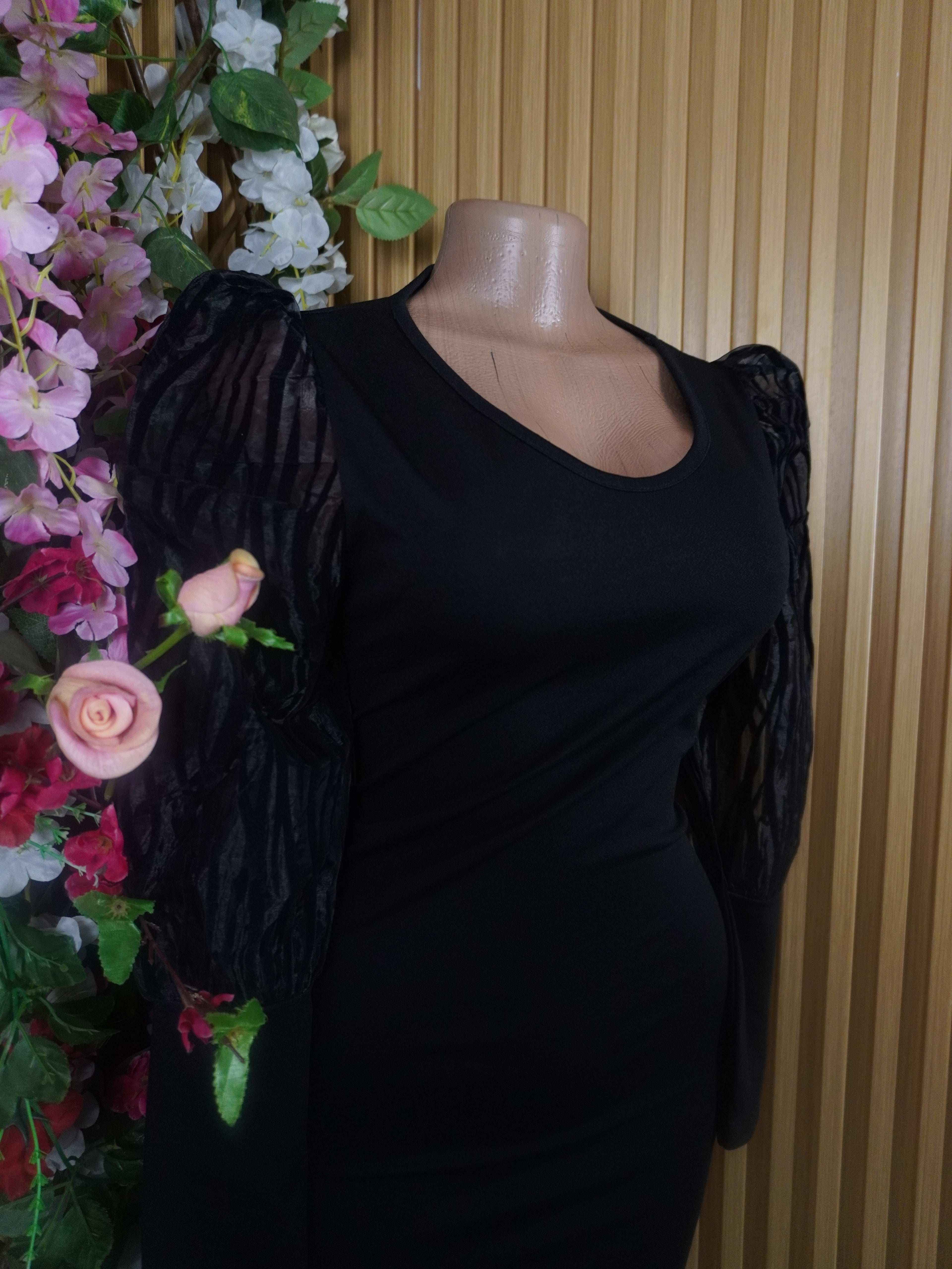Robe moulante slim manches longues-S