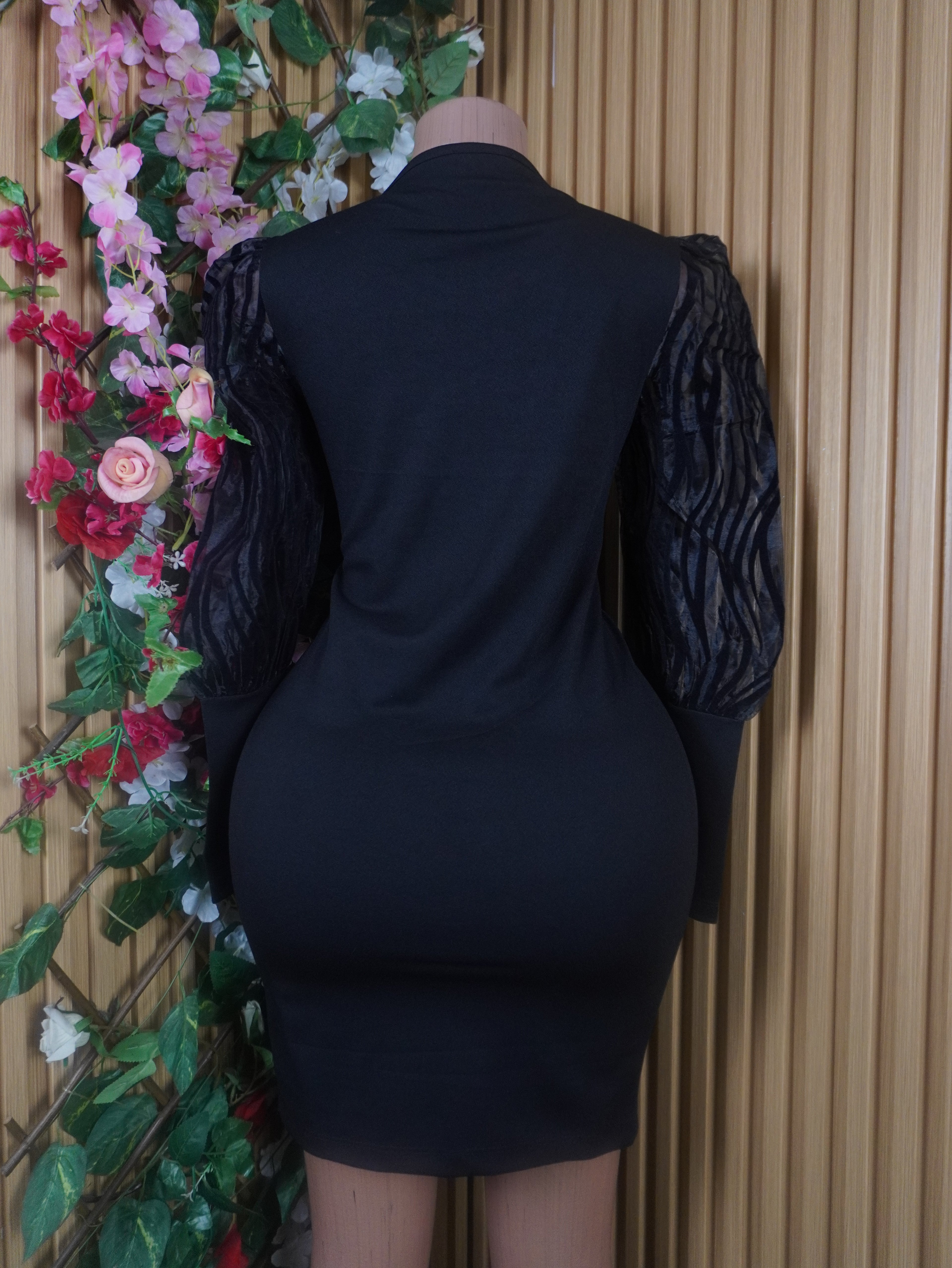 Robe moulante slim manches longues-S