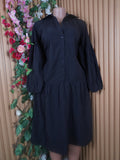 Robe évasée mi-longue manches courtes col chemise-L
