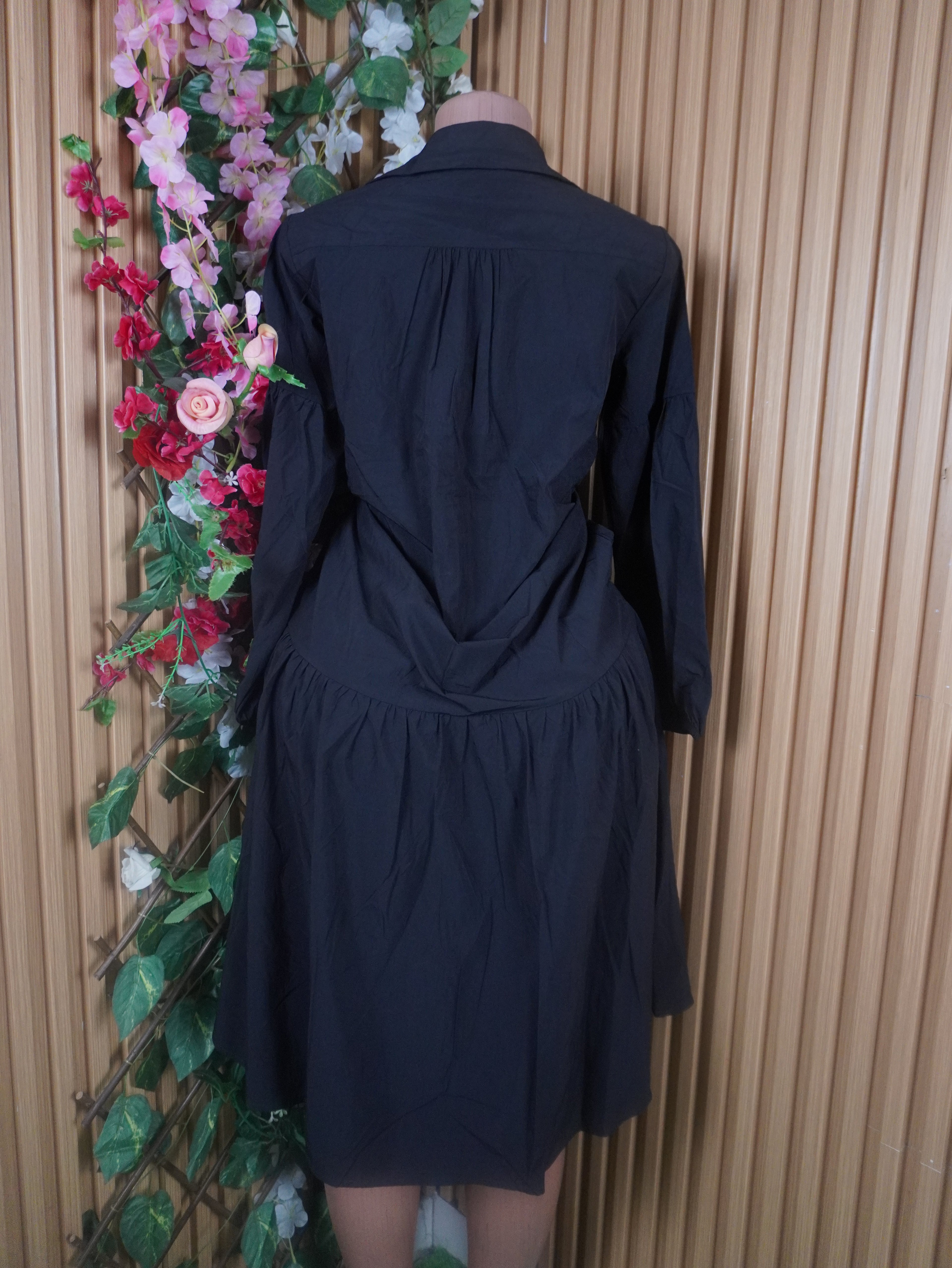Robe évasée mi-longue manches courtes col chemise-L
