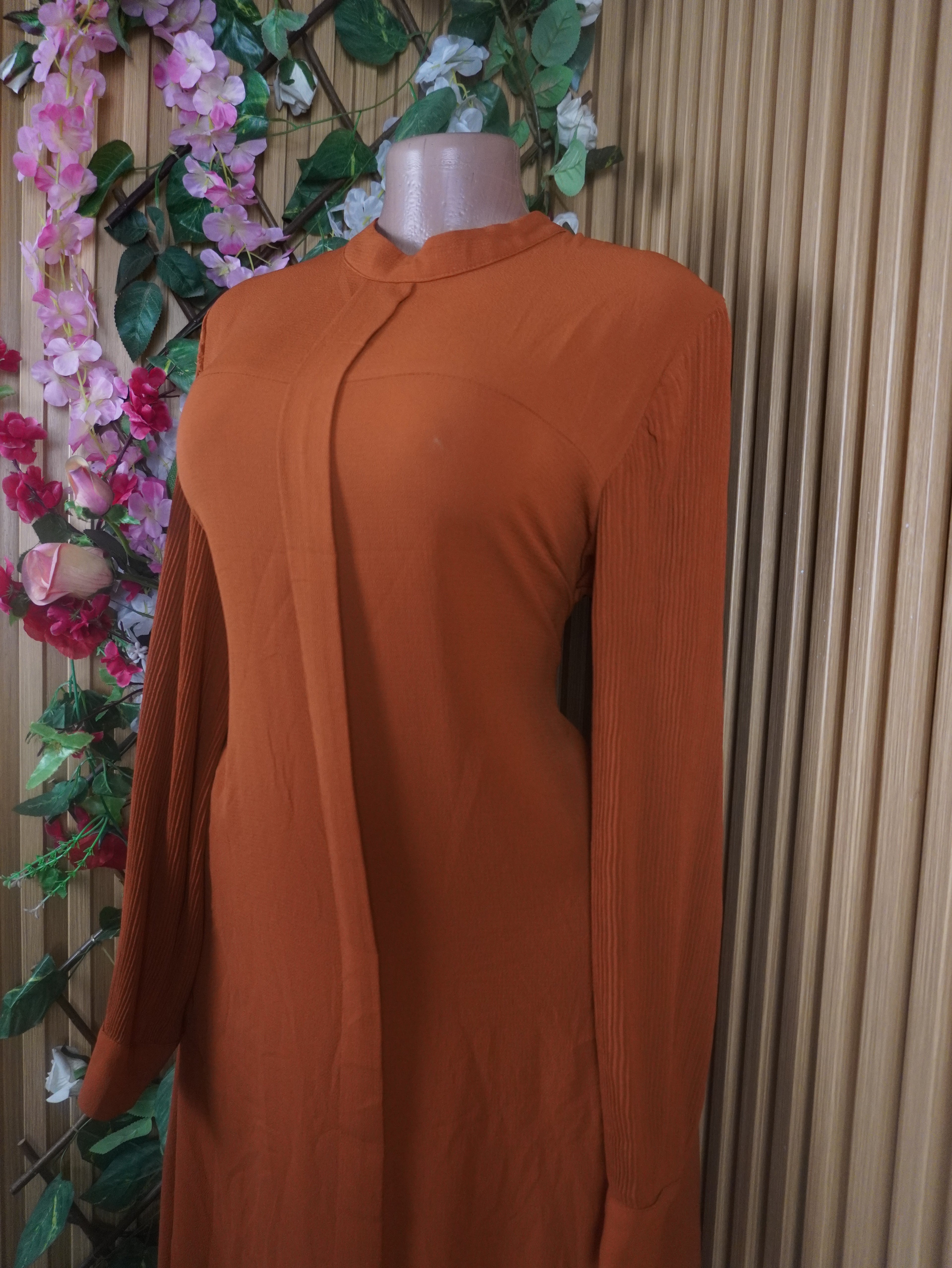 Robe évasée mi-longue manches longues-XXL