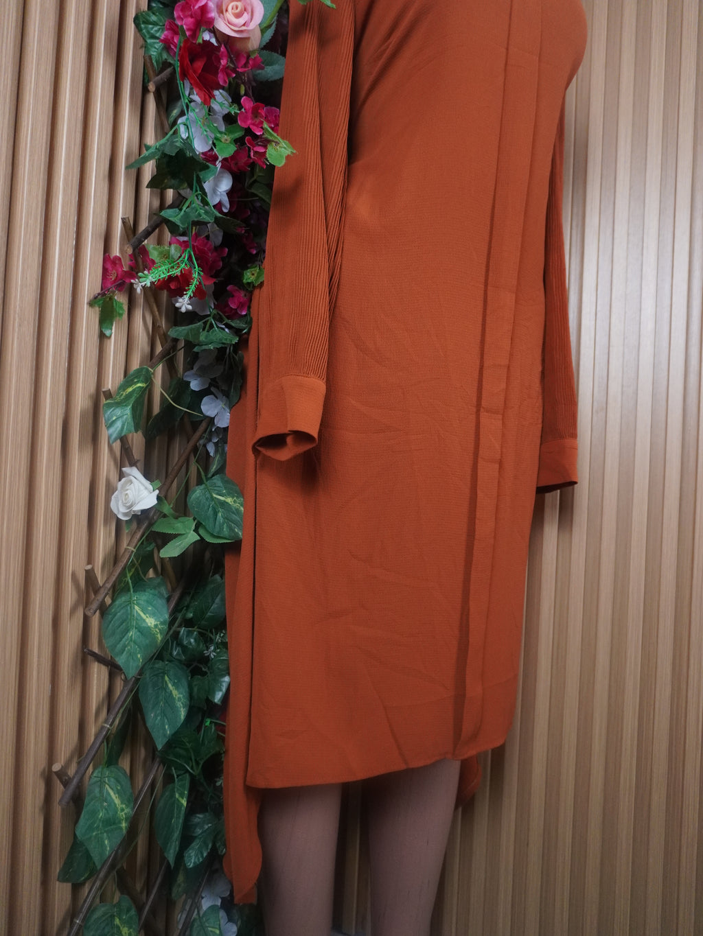 Robe évasée mi-longue manches longues-XXL