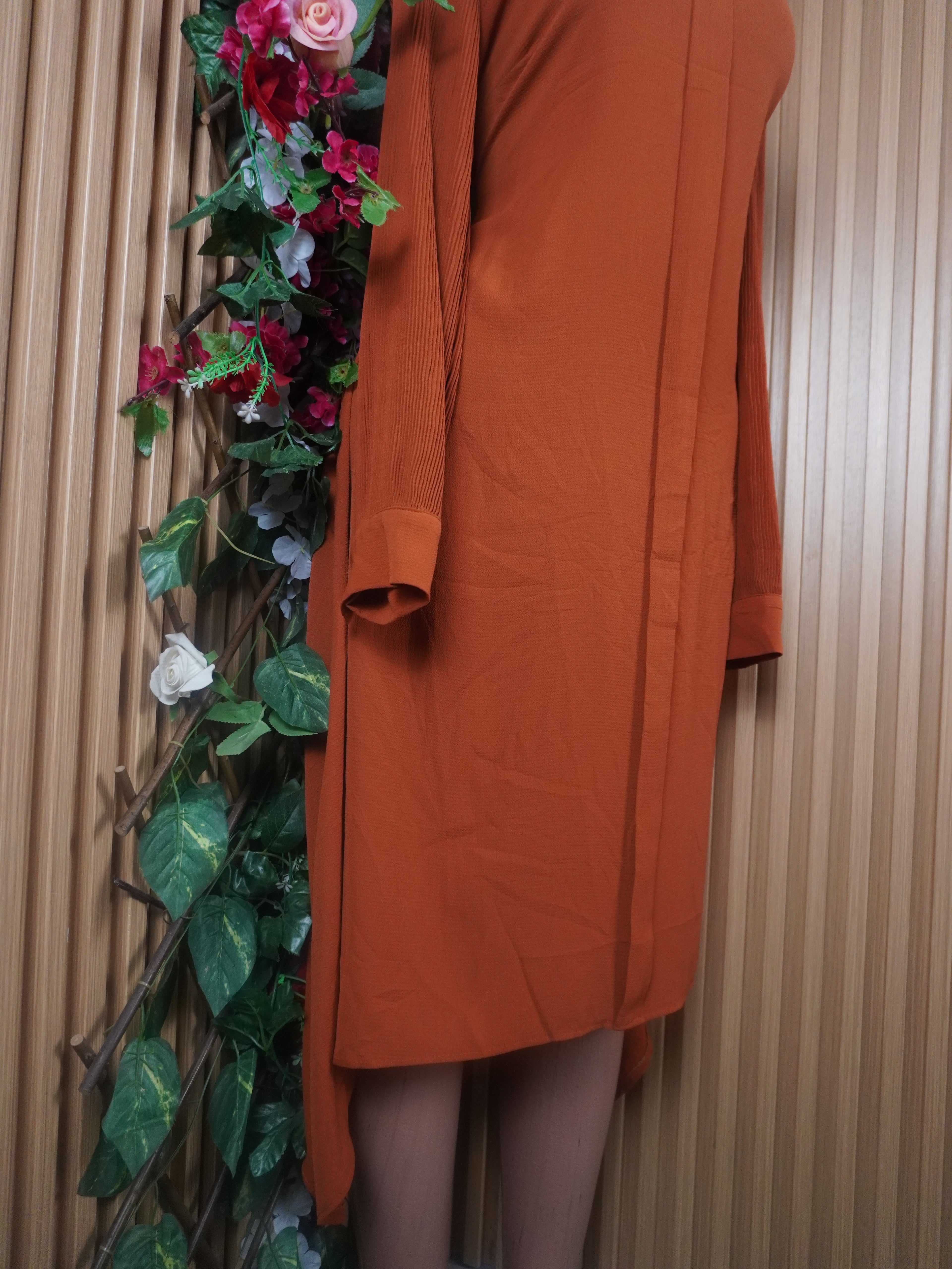 Robe évasée mi-longue manches longues-XXL