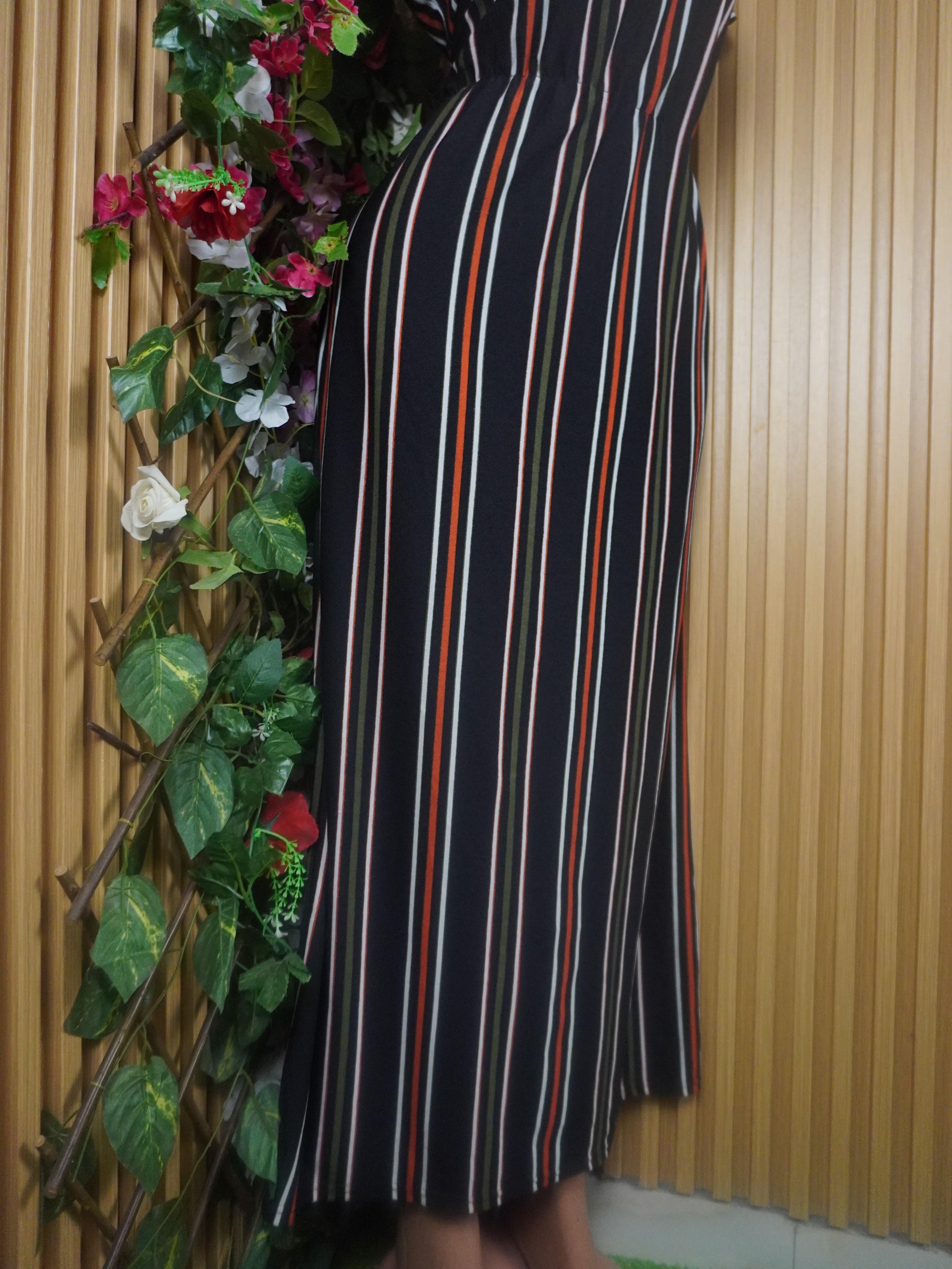 Robe évasée longue manches courtes décolletée-S