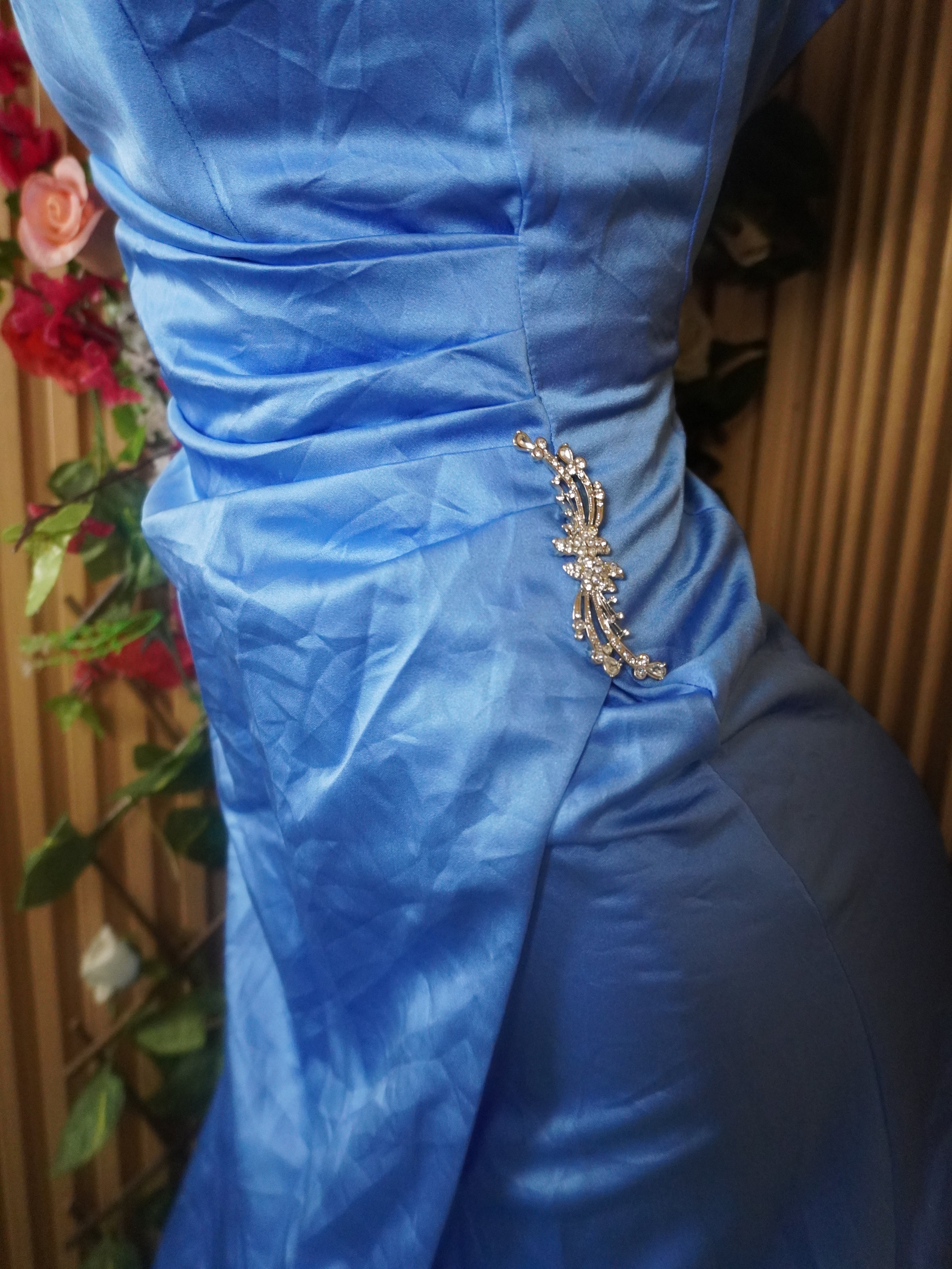 Robe évasée soirée longue sans manches bustier-S