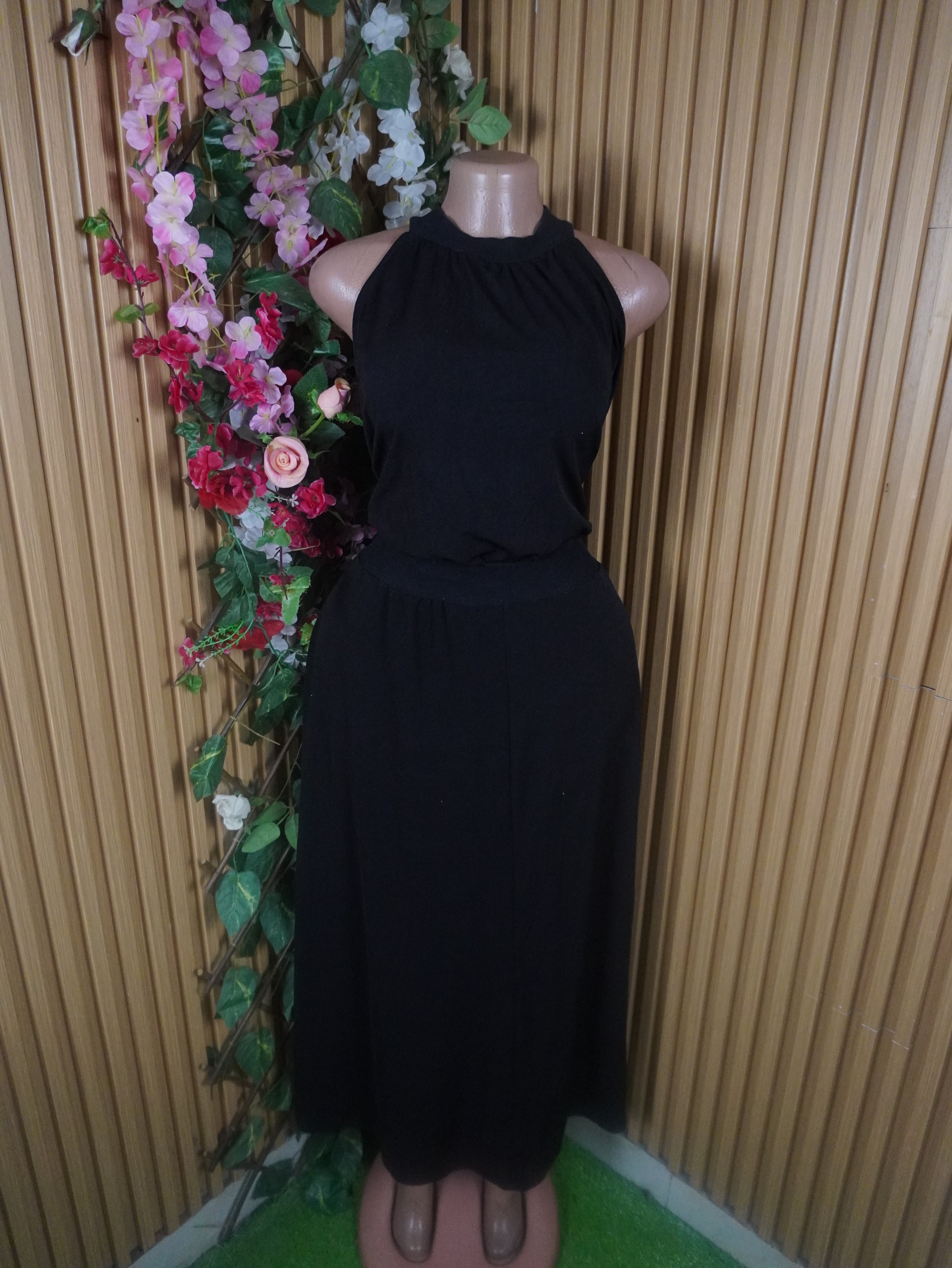 Robe évasée longue sans manches longues-XL