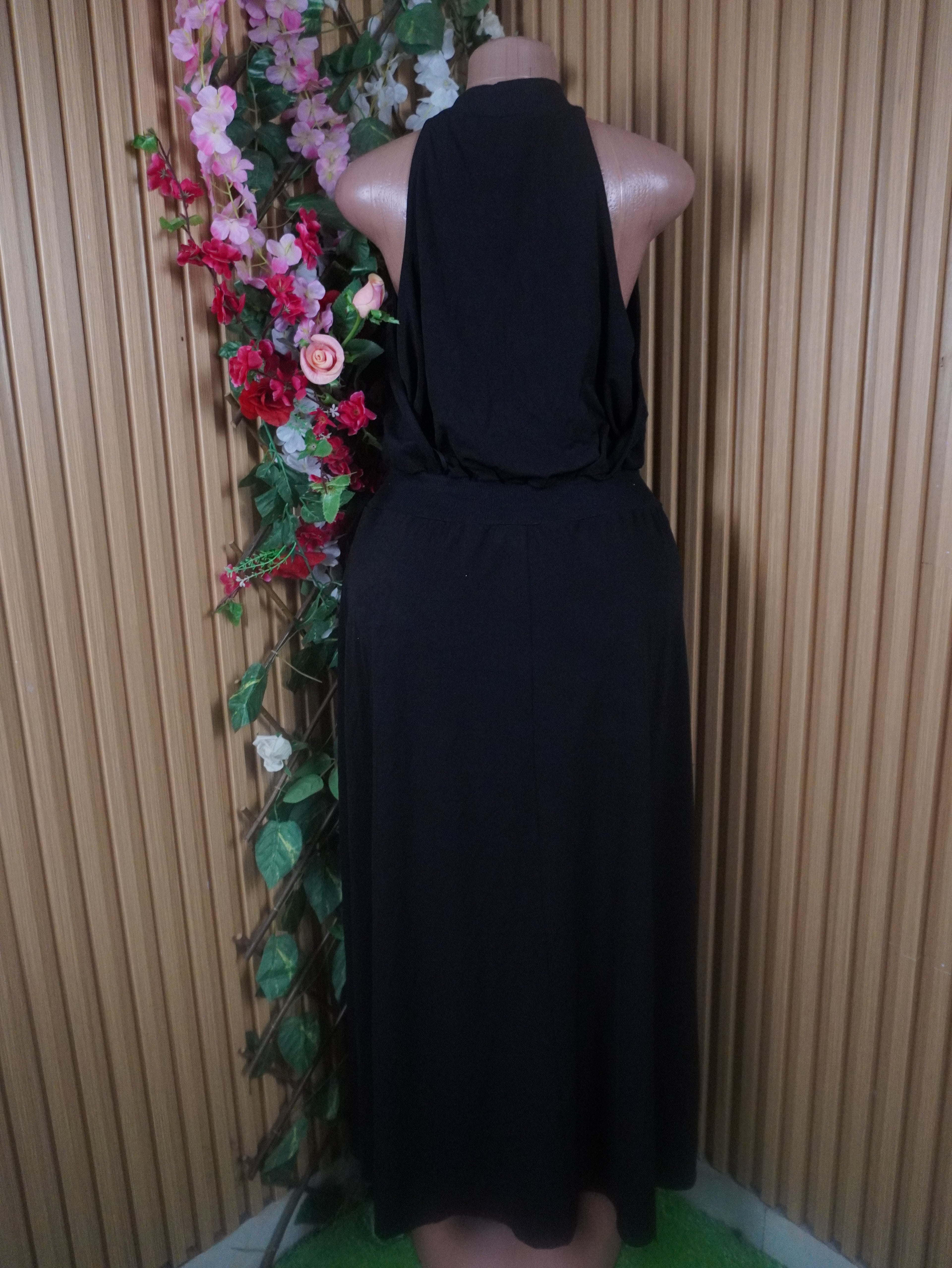 Robe évasée longue sans manches longues-XL