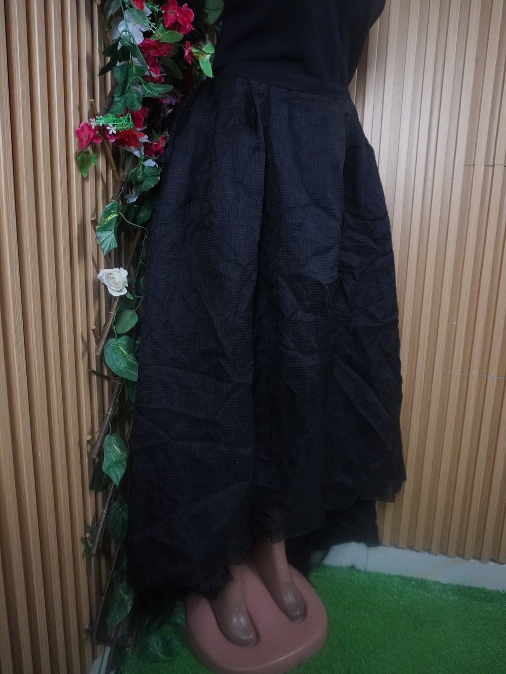 Robe évasée longue sans manches dénudée-L