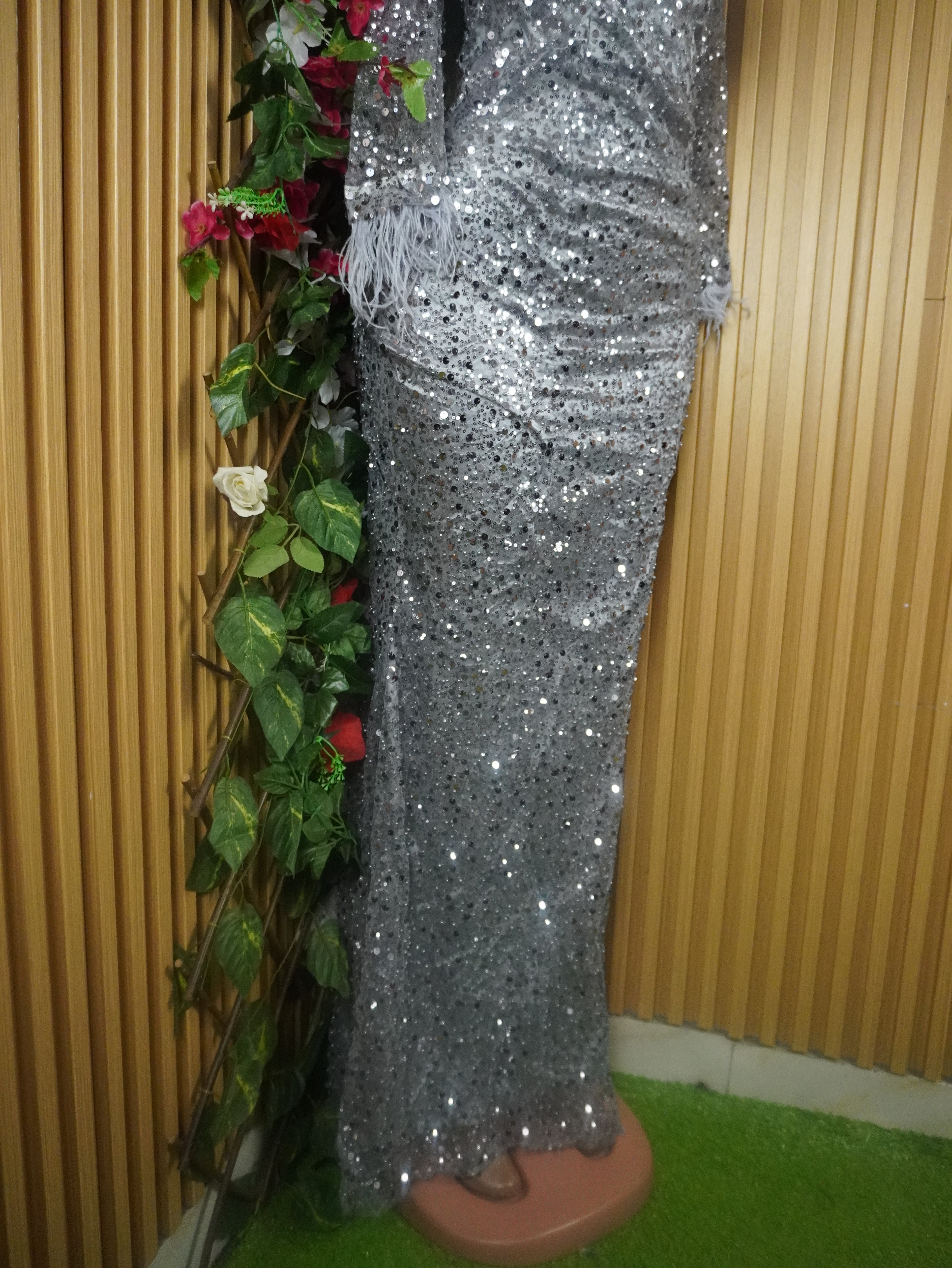 Robe moulante longue soirée manches longues-M