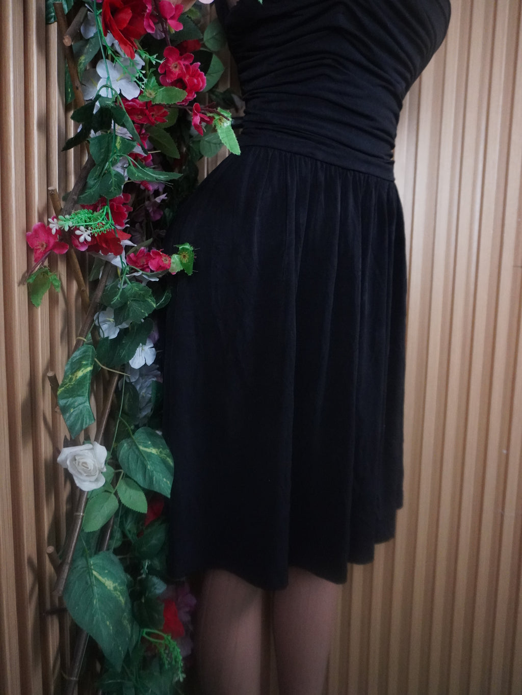 Robe évasée plisée sans manches décolletée-M