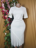 Robe moulante stylée manches courtes  décolletée-S