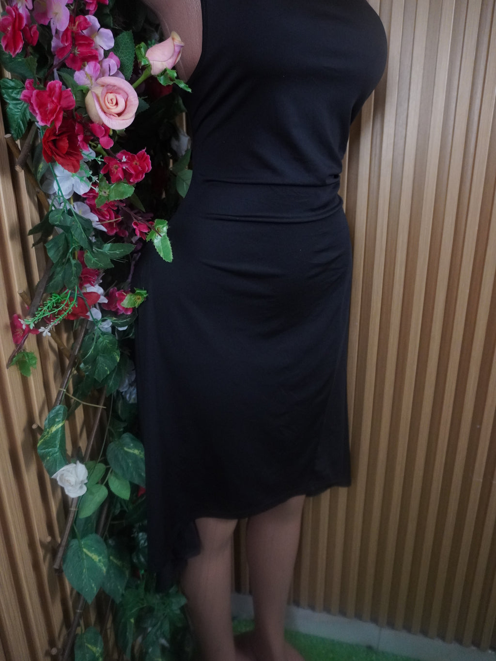 Robe évasée sans manches décolletée-L