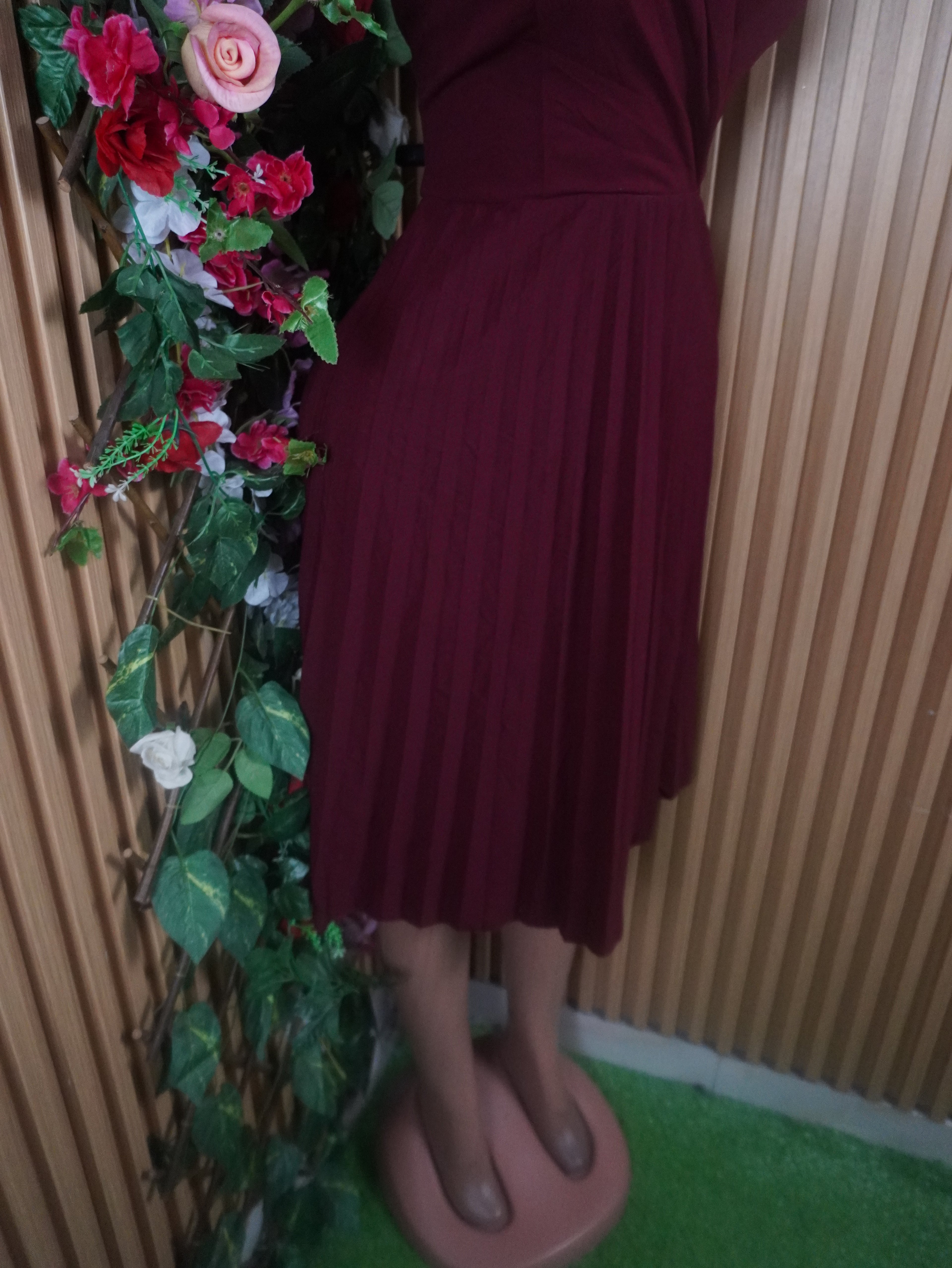 Robe évasée sans manches plissée col veste-S