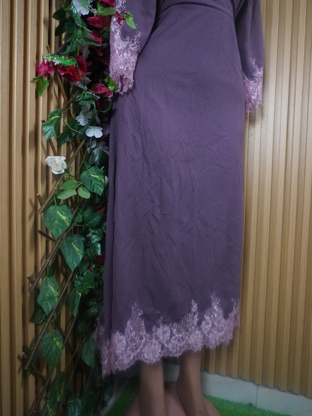 Robe évasée mi-longue manches longues décolletée-L