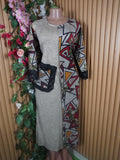 Robe évasée longues manches longues motif deux temps-XXL