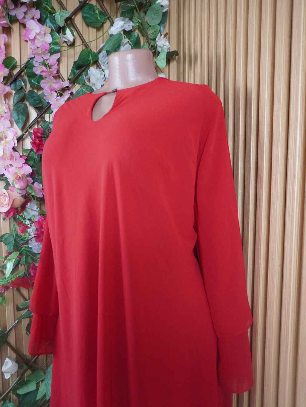 Robe évasée longue manches manches dénudée-XXXL