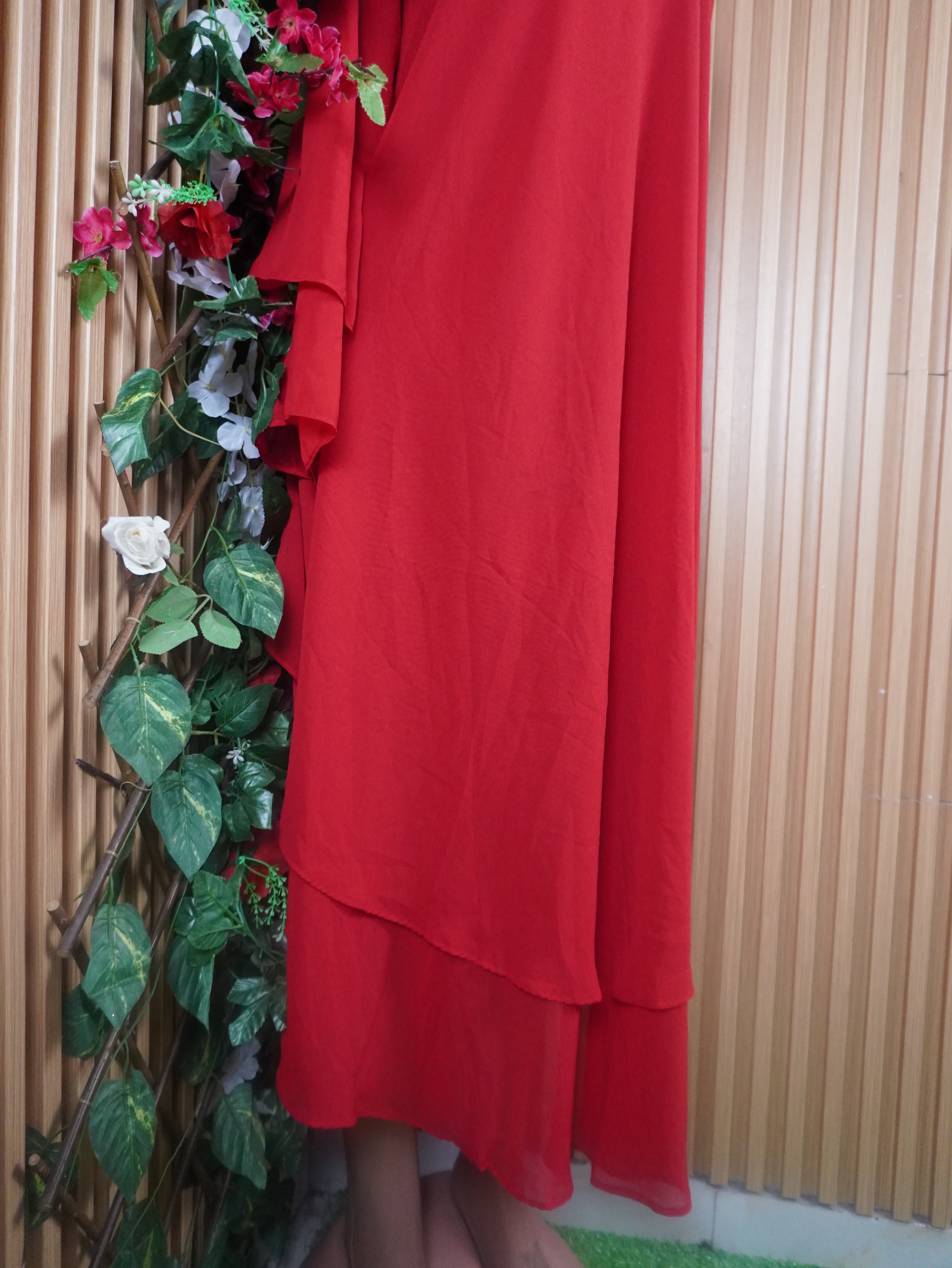 Robe évasée longue manches manches dénudée-XXXL