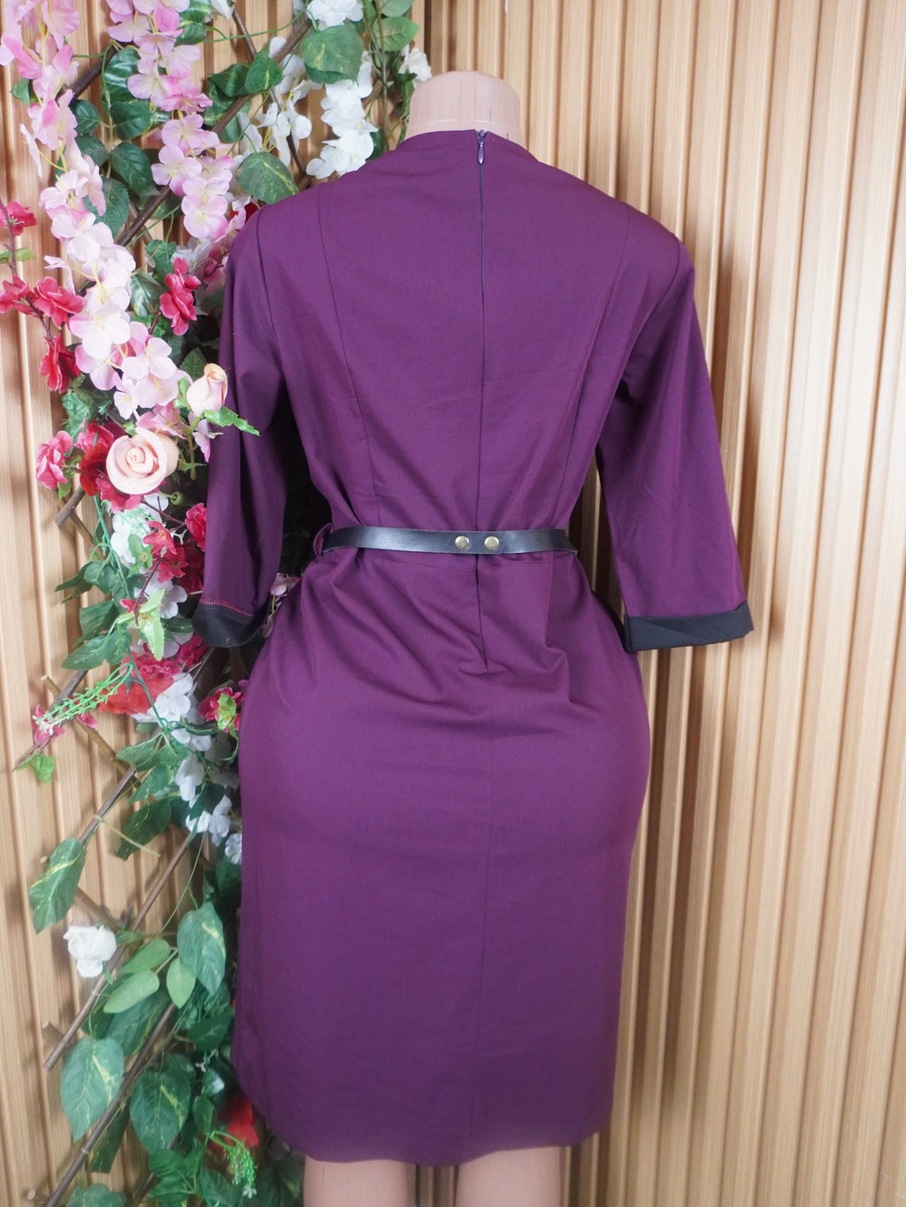 Robe moulante manches longues motif deux temps-L