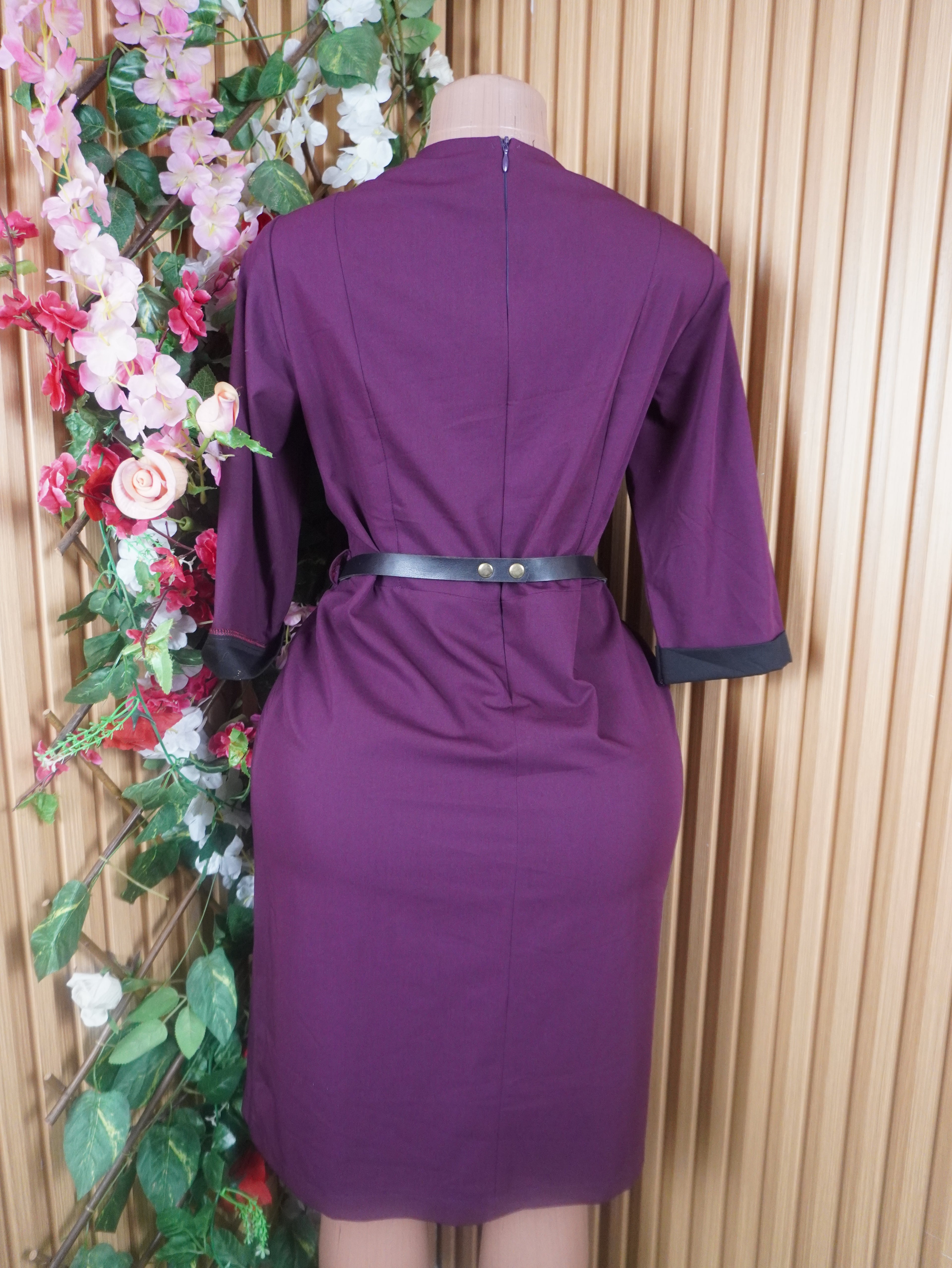 Robe moulante manches longues motif deux temps-L