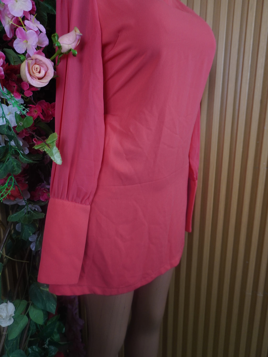 Robe évasée manches longues col mao-L