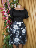 Robe évasée manches courtes motif deux temps-L