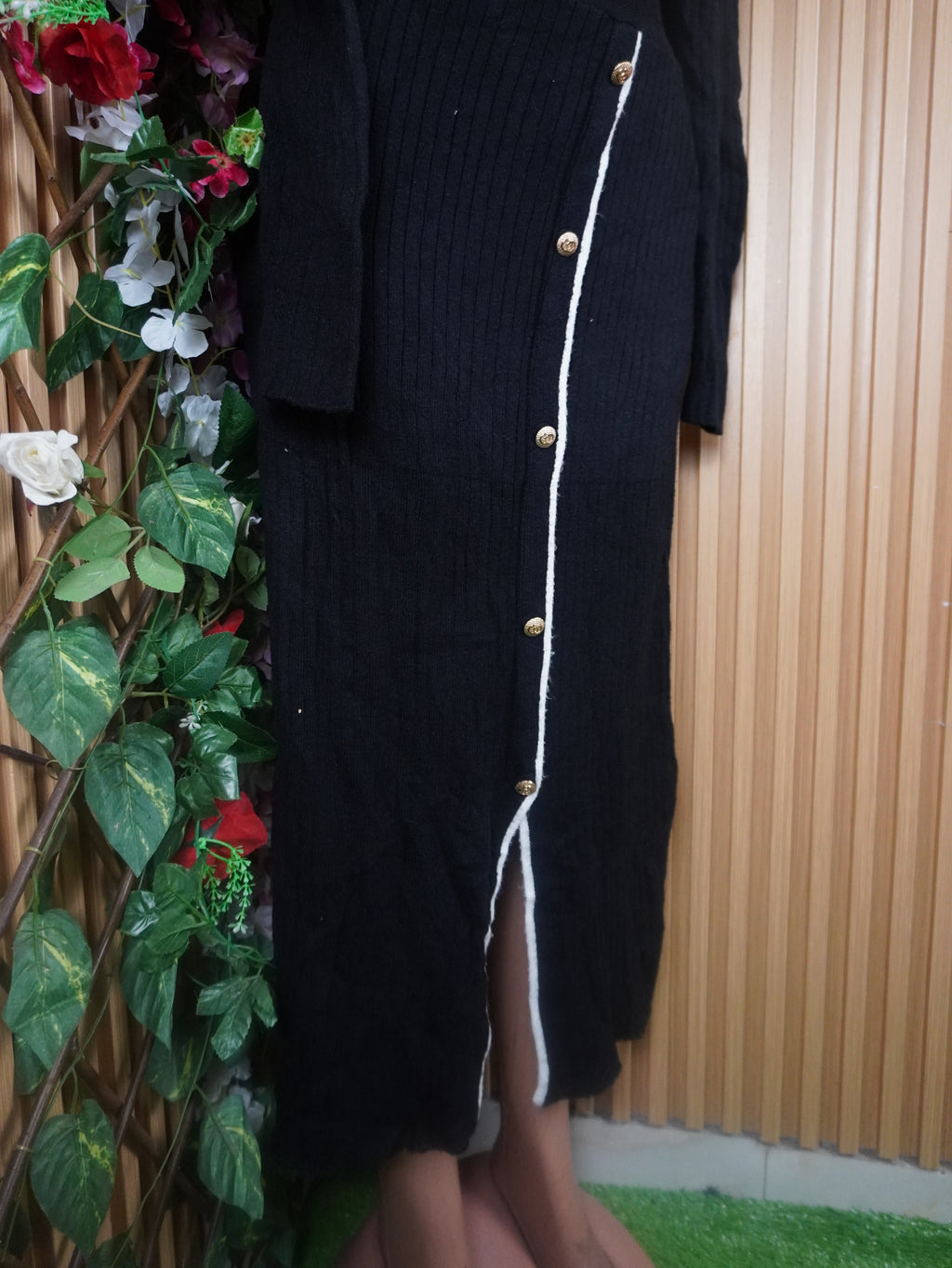 Robe moulante longue manches longues décolletéé-XXL
