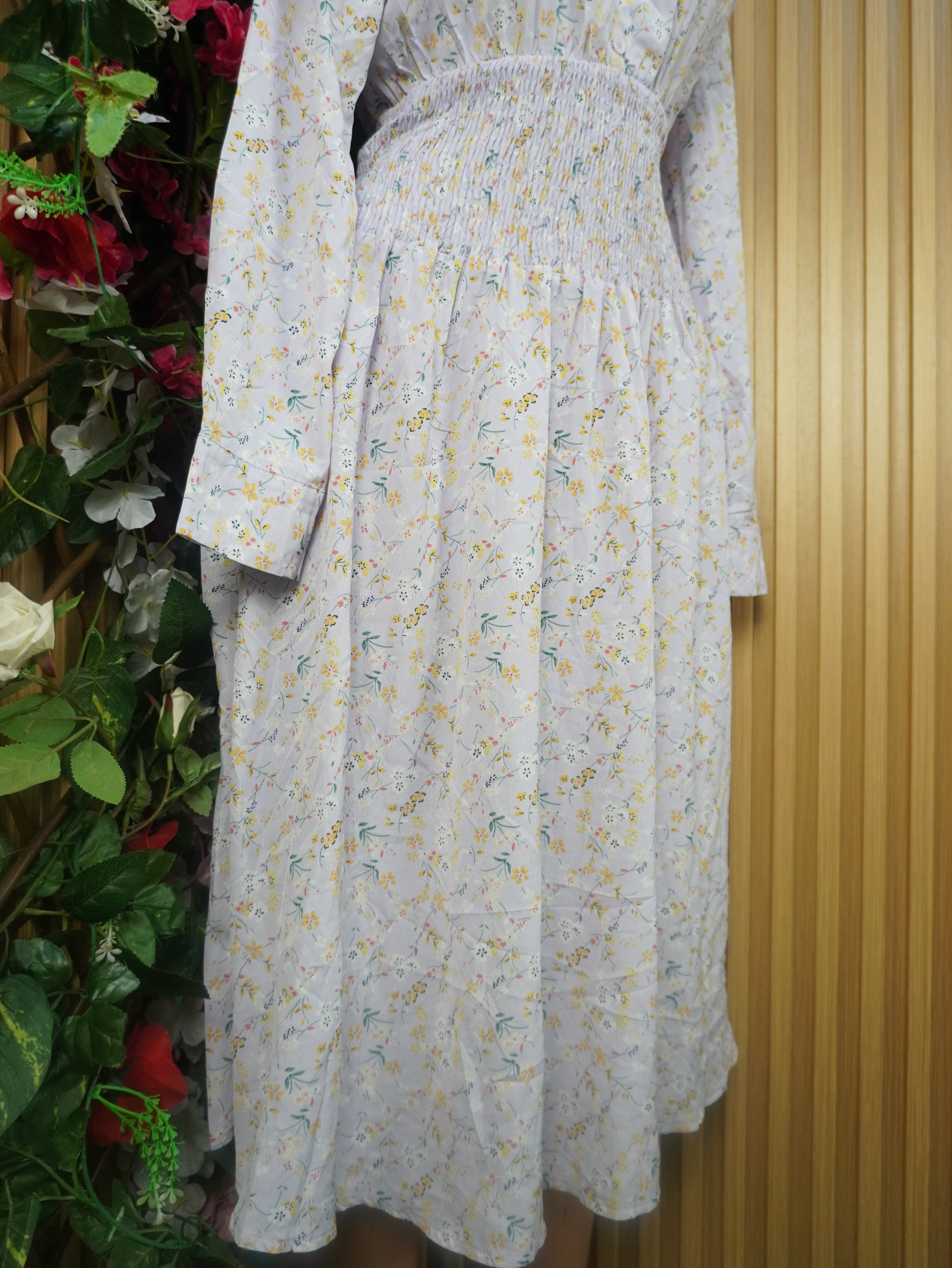Robe évasée-longue manches longues col chemise-XL