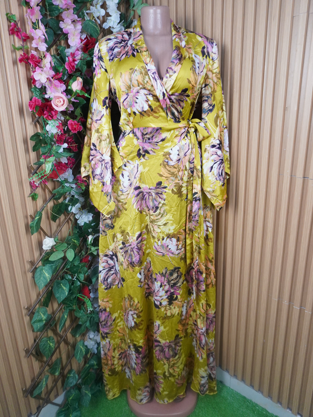 Robe évasée manches longues décolletée-S
