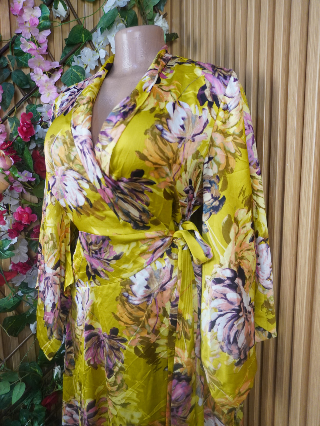 Robe évasée manches longues décolletée-S