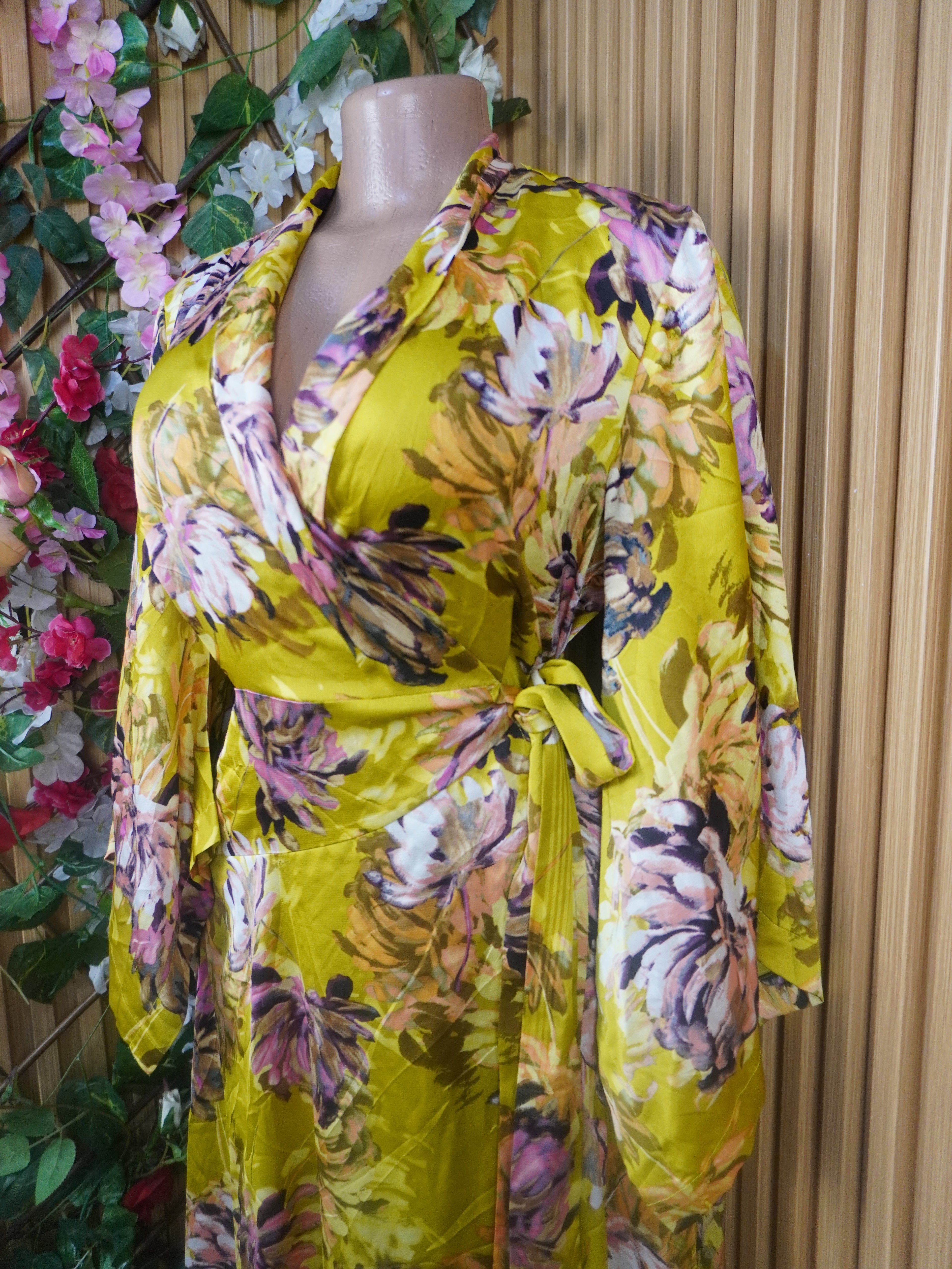 Robe évasée manches longues décolletée-S