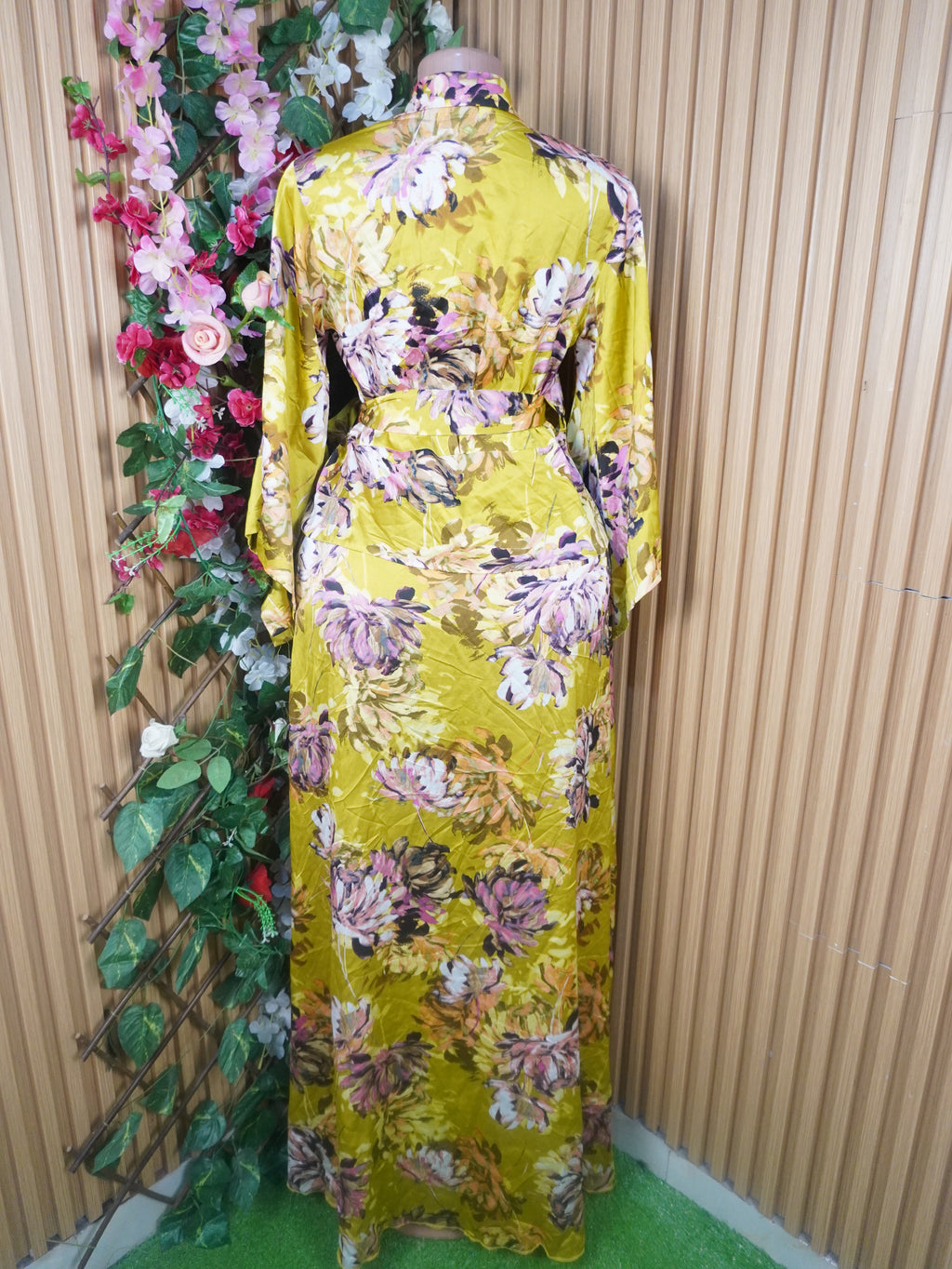 Robe évasée manches longues décolletée-S