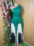 Robe évasée longue sans manches courtes dénudée-M