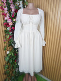 Robe évasée longue manches longues décolletée-XL