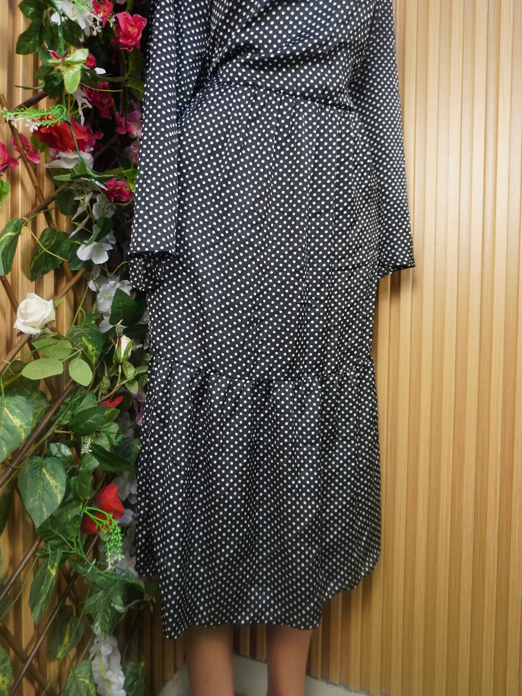 Robe évasée longues manches longues plisée-XL