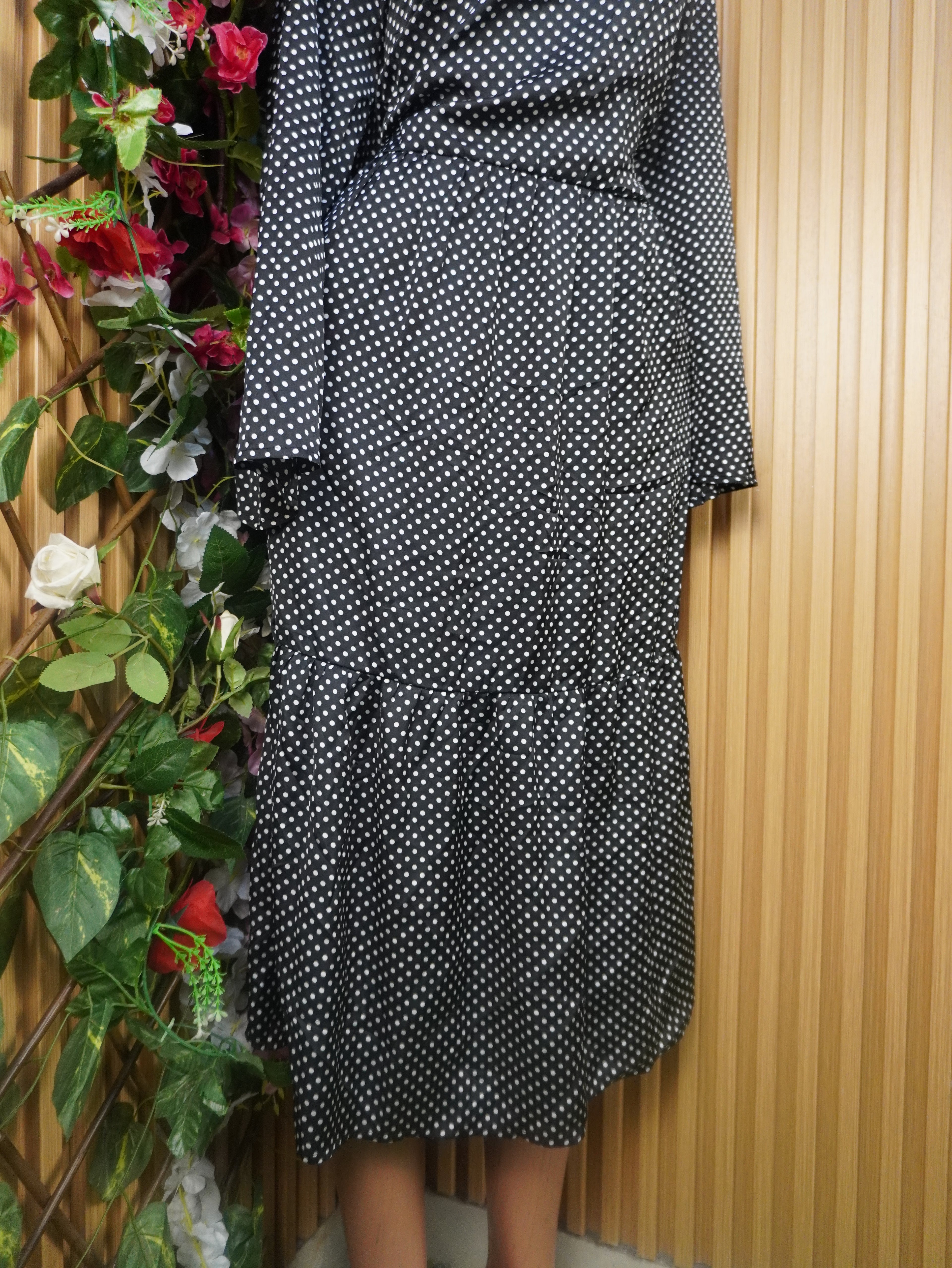 Robe évasée longues manches longues plisée-XL