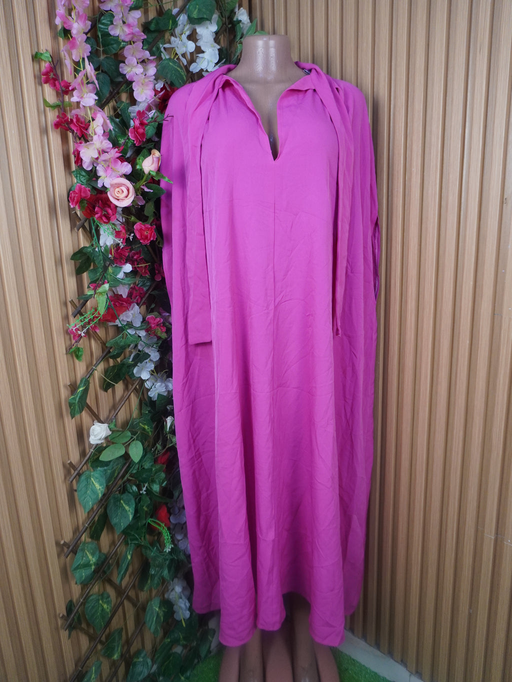 Robe evasée longue manches longues déxolletée-XXL