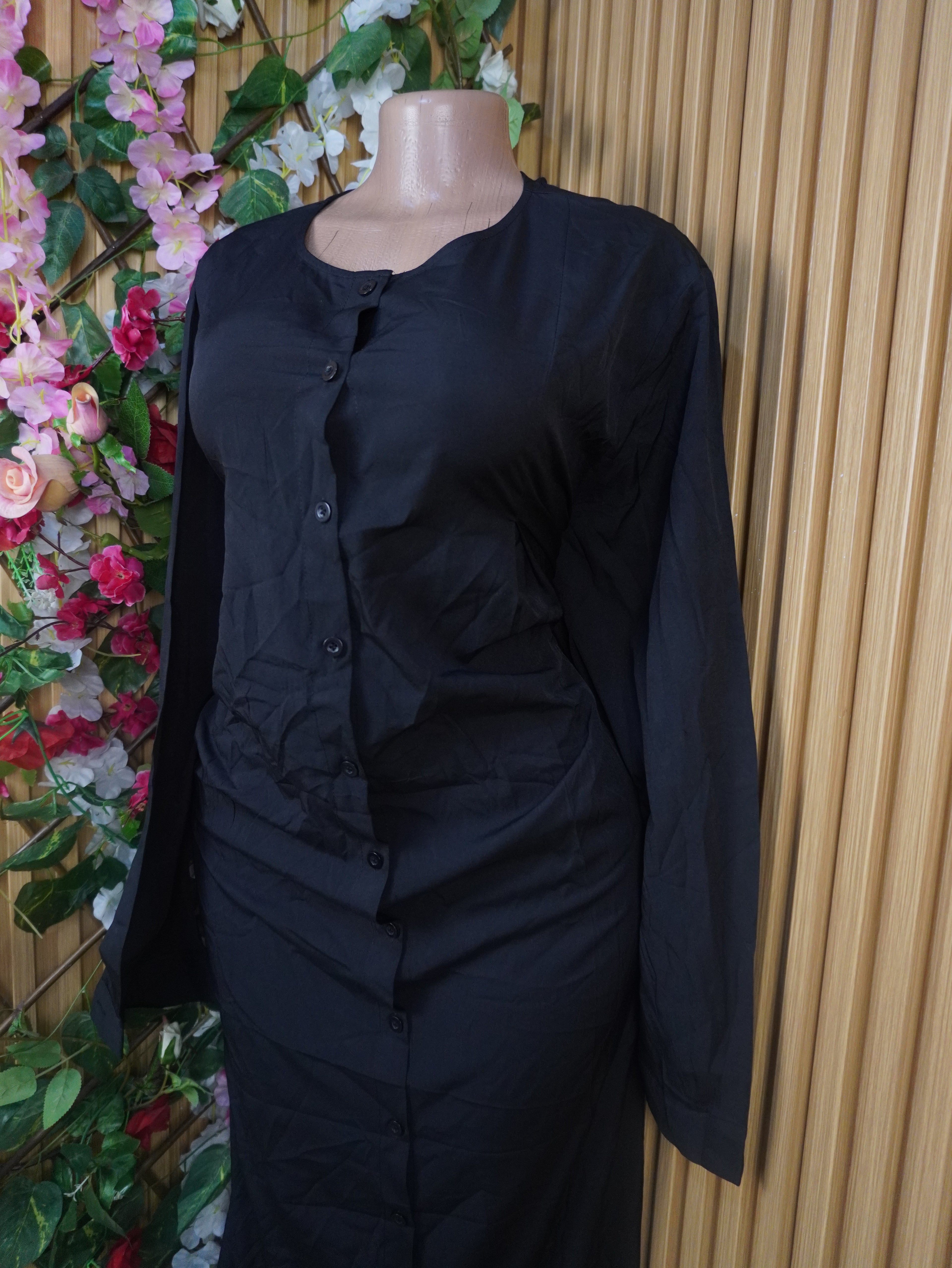 Robe droite longue manches longues avec boutons-XL