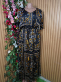 Robe évasée longue manches courtes décolletée-L