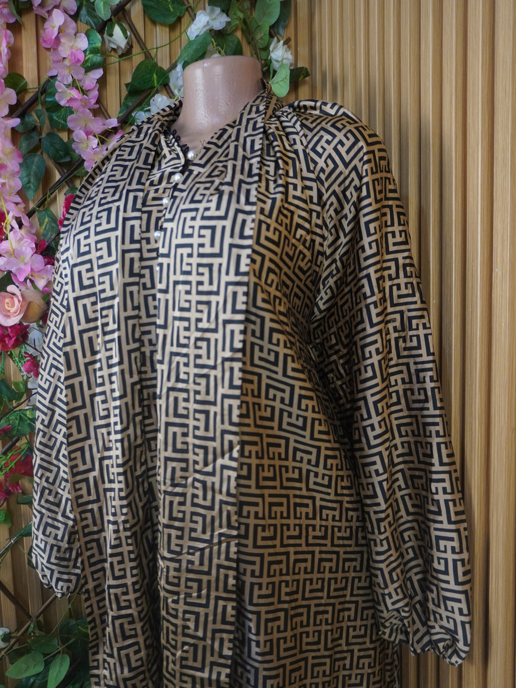 Robe évasée longue manches longues motif versace-XXL
