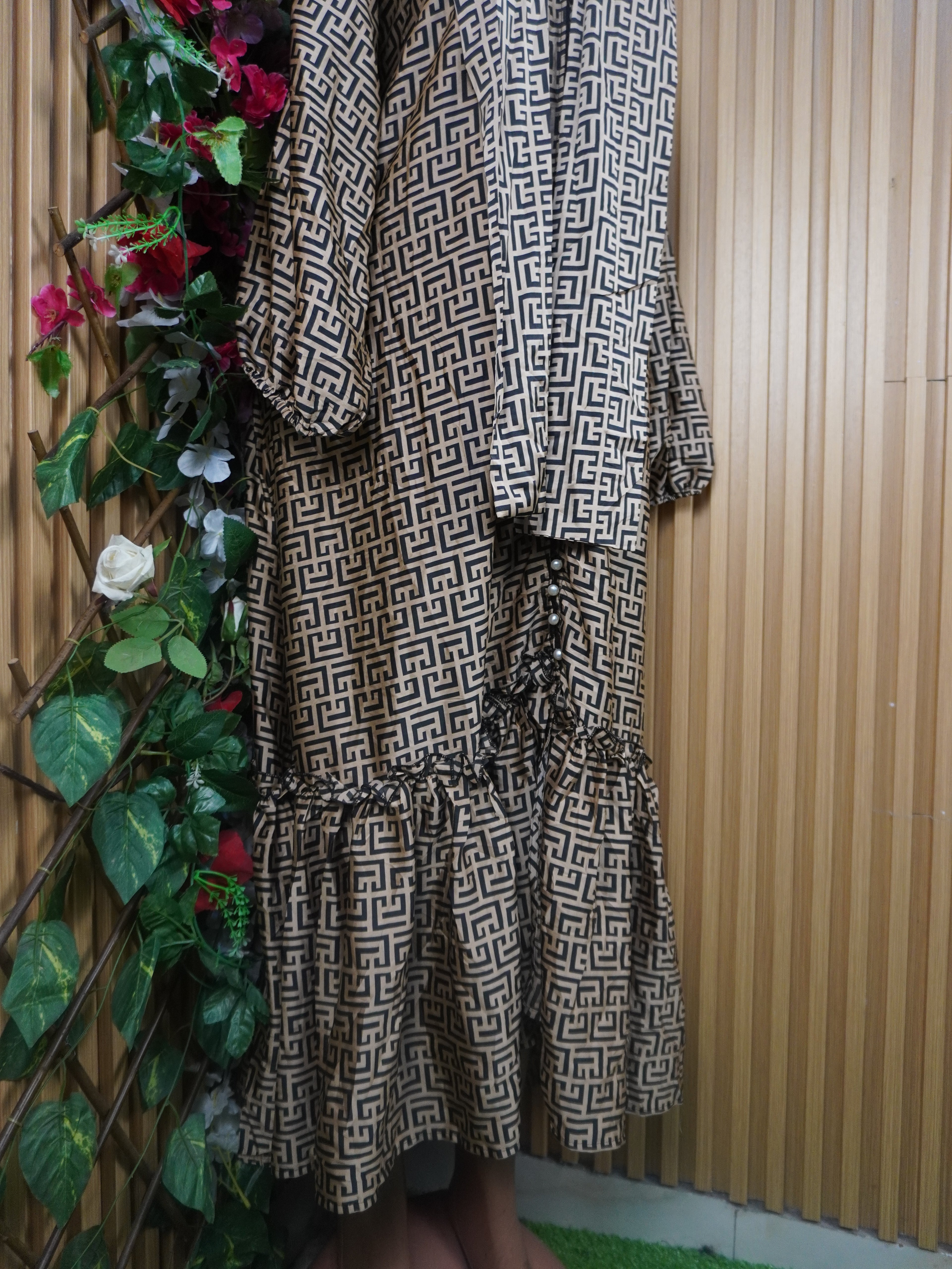 Robe évasée longue manches longues motif versace-XXL