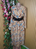 Robe évasée longue manches longue imprimée fleurie-S