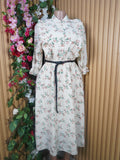 Robe évasée manches longues imprimée fleurie-S