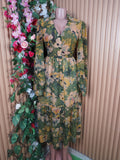 Robe évasée longue manches longues imprimée fleurie-M