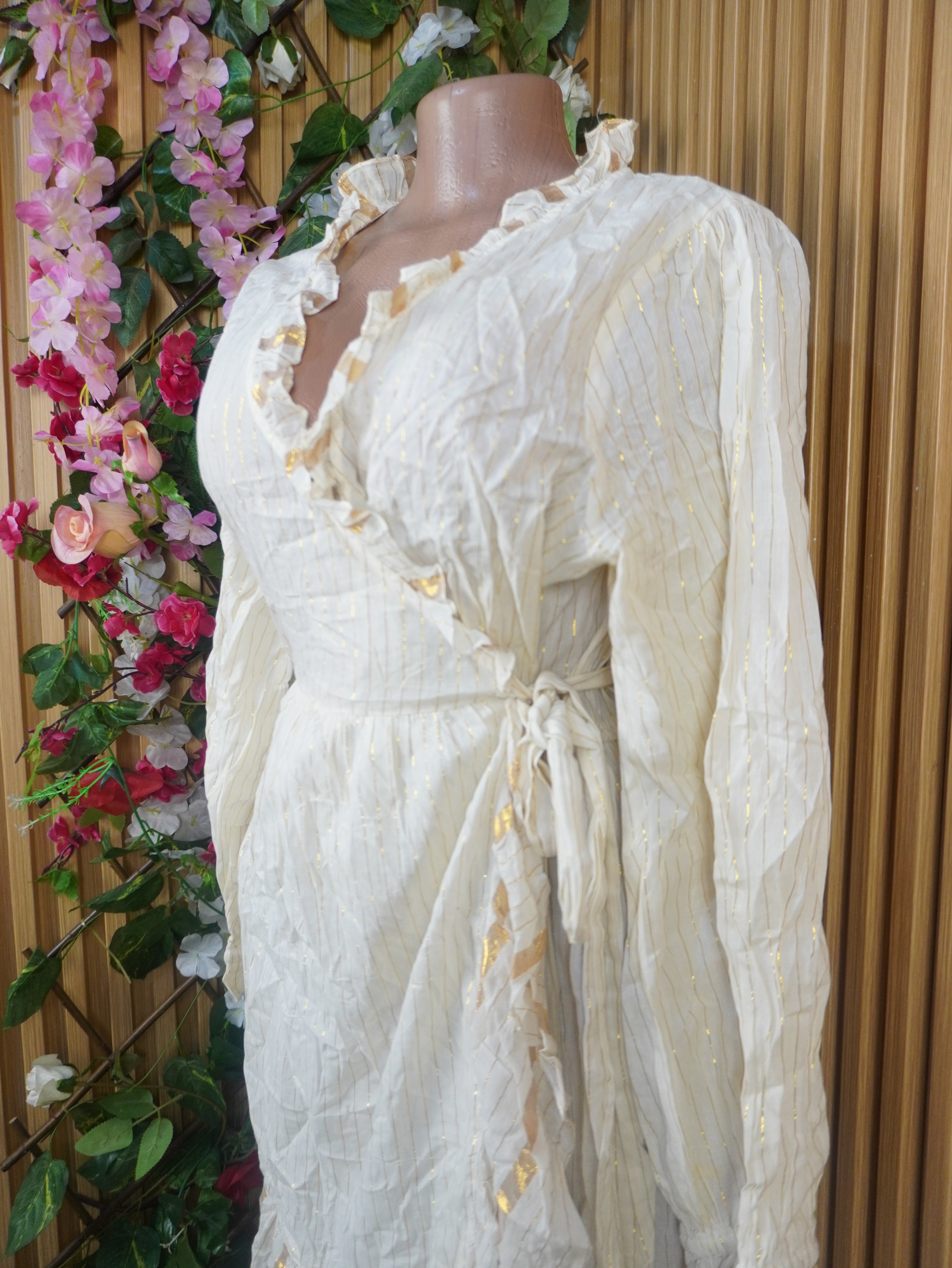 Robe évasée mi-longue manches longues décolletée-XXL