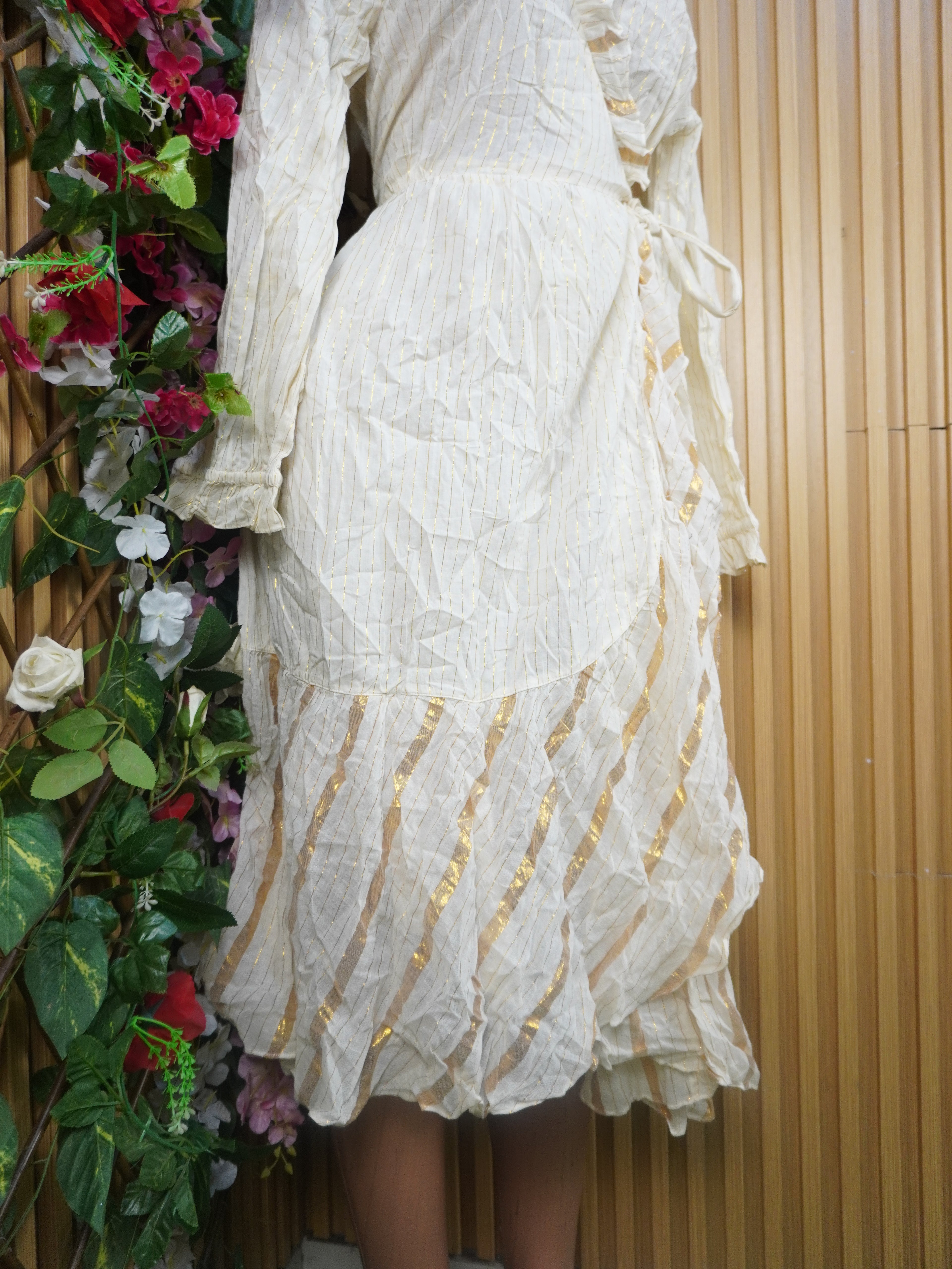 Robe évasée mi-longue manches longues décolletée-XXL