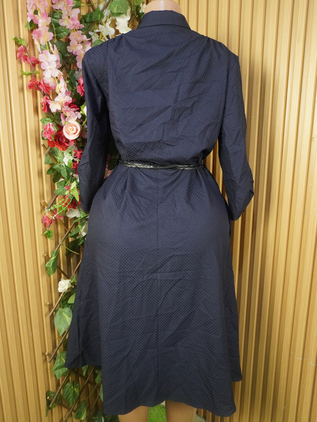 Robe évasée longue manches longues décolletée-M