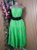 Robe singlet évasée longue à fines bretelles-L