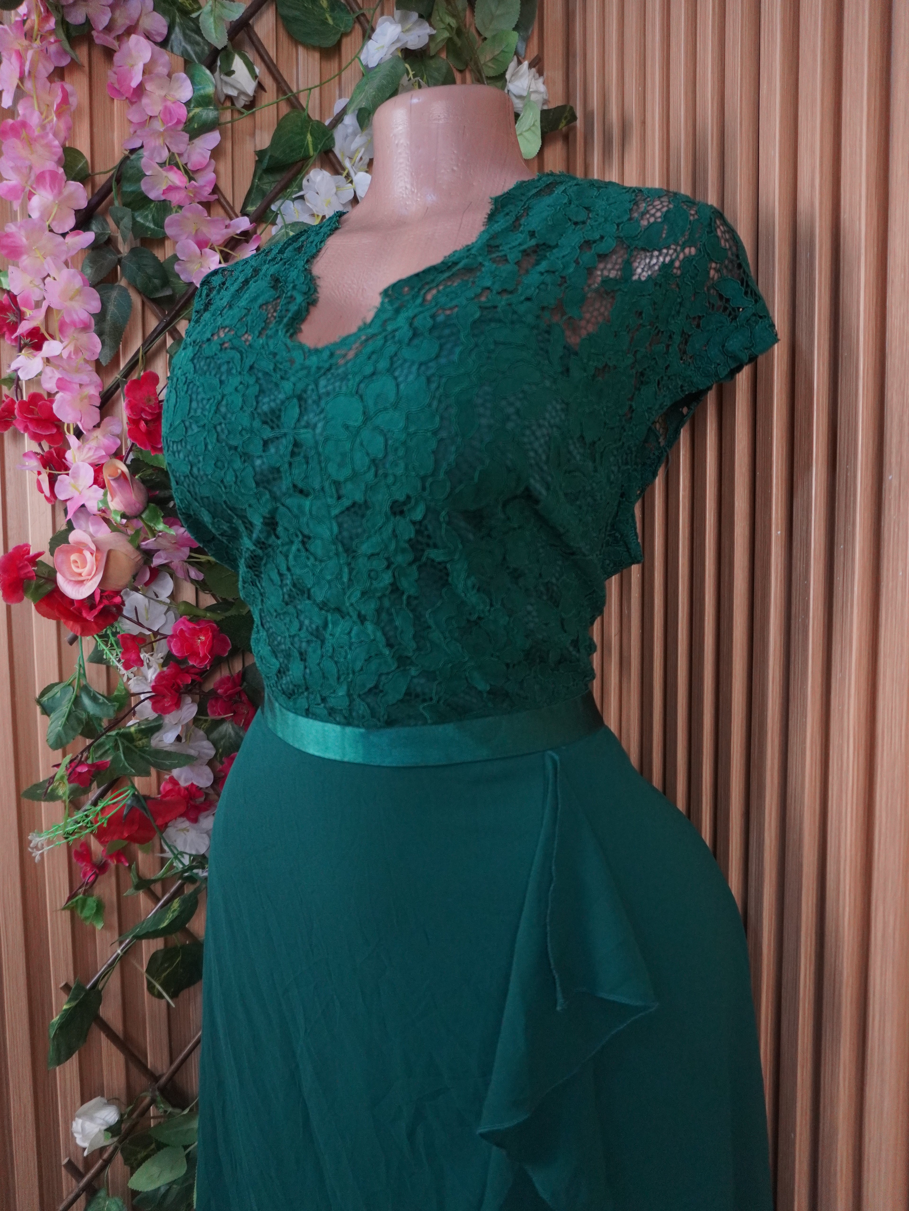 Robe évasée manches courtes décolletée-XXL