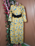Robe évasée longue manches longues à col chemise-XL