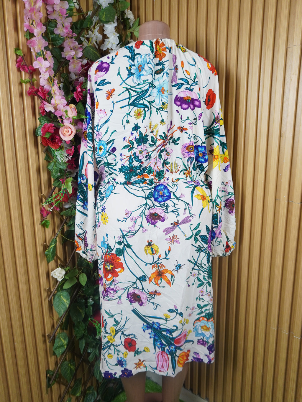 Robe évasée mi-longue manches longues décolletée-L